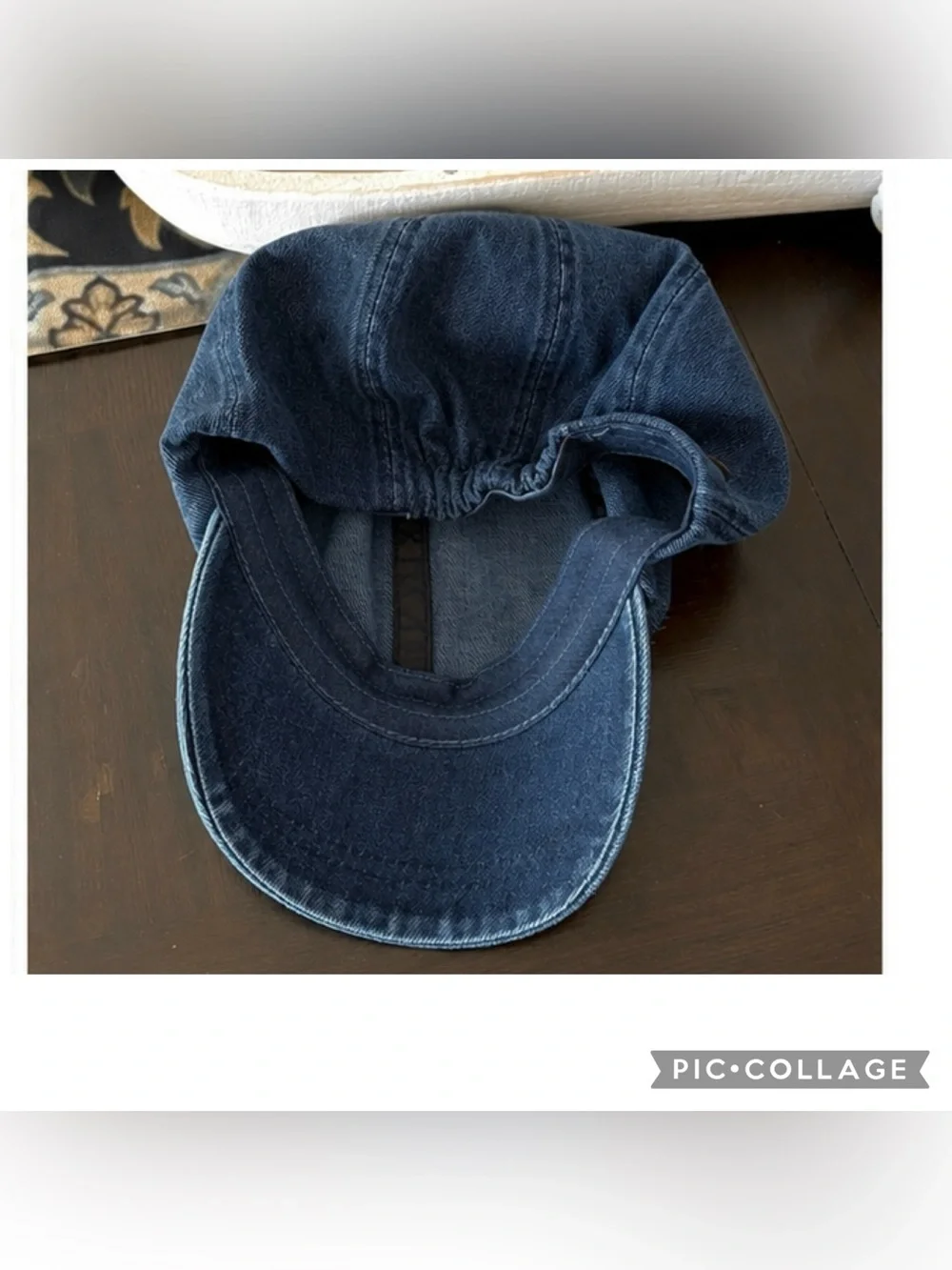 E / Cara Park Denim Newsboy Cap Slouchy Baker Boy Hat Boho Baggy Back
